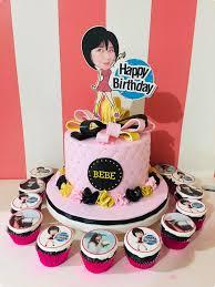 caricature pink 1 Tier - pink, black, yellow theme with caricature woman with happy birthday sign and large pink and black...