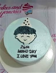 cartoon birthday blue Bento - colorful theme with cartoon face with hair and party hat