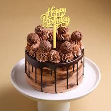 Chocolate Birthday 1 Tier - colorful theme with Happy Birthday topper and Ferrero Chocolates