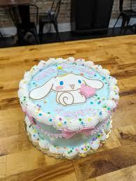 Cinnamoroll birthday 1 Tier - pink, yellow theme with Cinnamoroll character and Assorted sprinkles