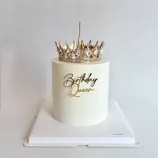 Cake 1 Tier - gold theme with gold crown with jewels