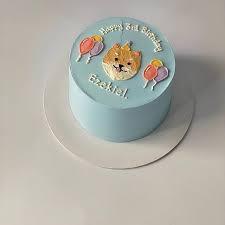 dog birthday 1 Tier - colorful theme with dog head and balloon shape