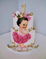first birthday pink gold 2 Tier Fondant - gold, pink theme with gold number 1 and gold plastic balls