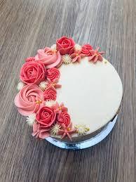 floral pink 1 Tier - red, pink, rose theme with pink and red piped roses