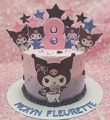 Kuromi 8th birthday 1 Tier - black, pink, blue theme with number 8 and large Kuromi character decal