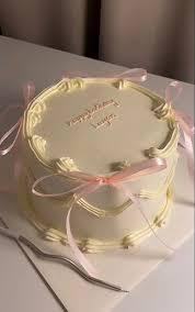 minimalist pink ribbon 1 Tier - ivory, pink theme with pink ribbons