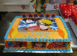 Naruto, 7th birthday Rectangle - yellow, orange, blue theme with star shaped cardstock toppers on sticks and small orange ...