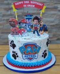 Paw Patrol, 3rd birthday 1 Tier - black theme with Happy 3rd Birthday Jai Anaim banner and Paw Patrol logo