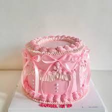 pink birthday 1 Tier - colorful theme with intricate icing drapes
