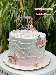 Pink Butterfly 1 Tier - red, pink, gold theme with Happy Birthday topper and pink butterflies