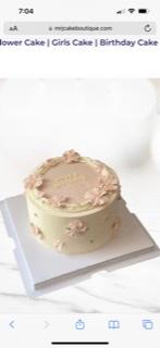 Pink Floral 1 Tier - cream, pink, gold theme with piped pink flowers