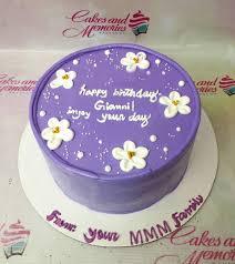Purple birthday 1 Tier - yellow, white, red theme with group of 7 white flowers with yellow centers