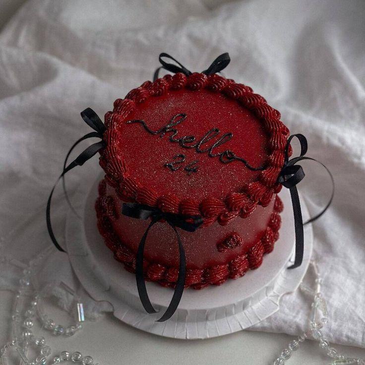Red Minimalist 1 Tier - red, black theme with black fabric bows