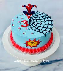 Spiderman 3rd birthday 1 Tier - colorful theme with cardstock Spiderman figure and small round sprinkles