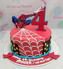 Spiderman, 4th birthday 1 Tier Fondant - white, blue theme with number 4 and white spider web design