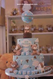 Teddy Bear 2 Tier Fondant - colorful theme with Hot air balloon with teddy bear and Teddy bear figures