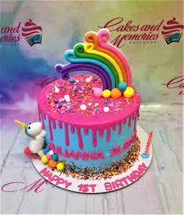 unicorn rainbow 1 Tier - colorful theme with rainbow arch and colorful sprinkles on top